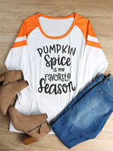 Load image into Gallery viewer, Halloween Pumpkin Spice Is My Favorite Season Baseball T-Shirt