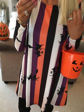 Load image into Gallery viewer, Halloween Striped Witch Broomstick Mini Dress