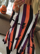 Load image into Gallery viewer, Halloween Striped Witch Broomstick Mini Dress